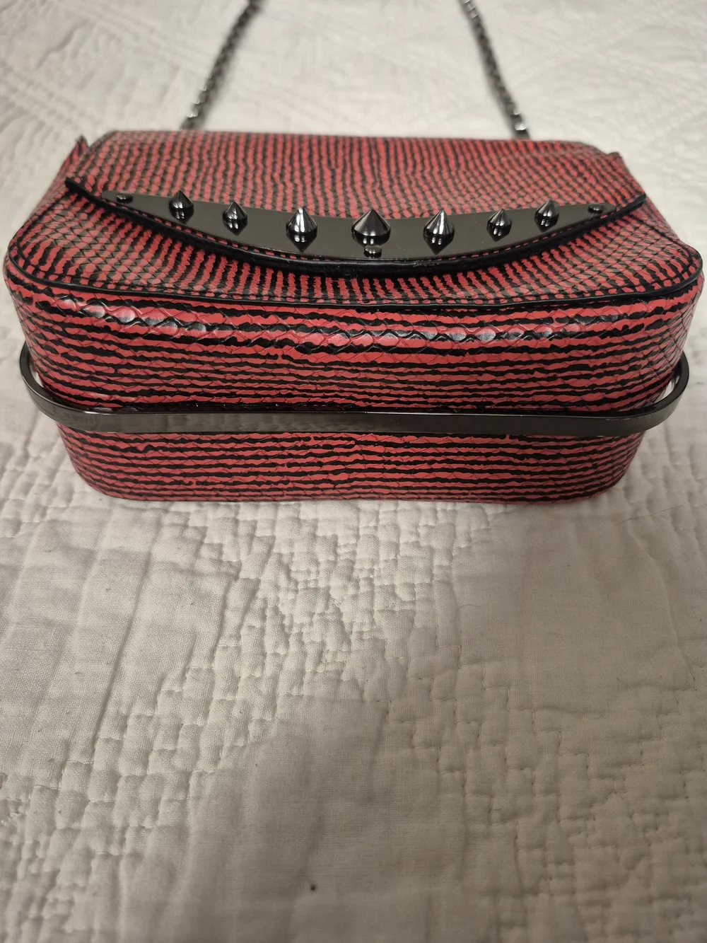 Circus Sam Edelman Red Black Studded Chain Crossbody Bag